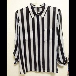 Vertical Striped Sheer Top