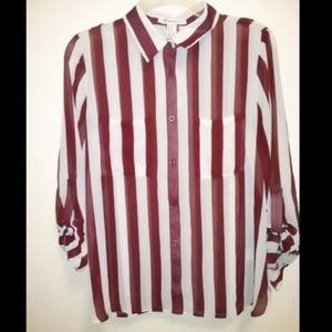 Vertical Striped Sheer Top