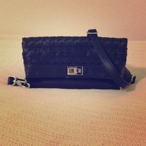 Leather Woven Clutch/Crossbody Bag