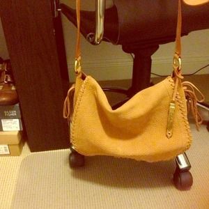 Cole Haan suede cross-body with fringe detail NEW