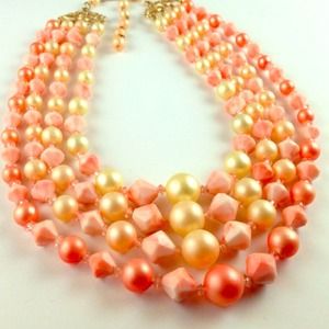 Sweet peach, pearl and pink vintage necklace