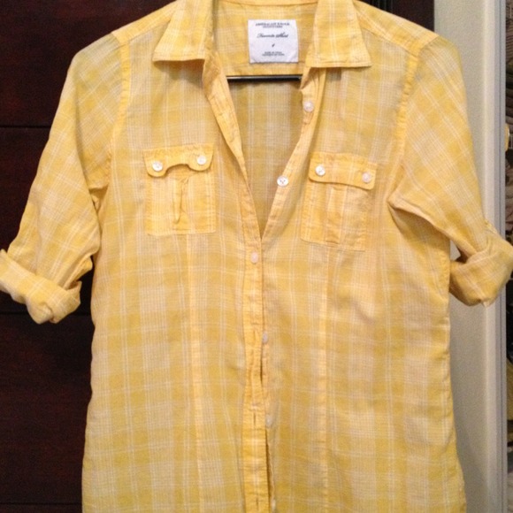 Thin yellow button up shirt