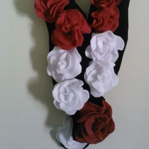 Red white and black scarf