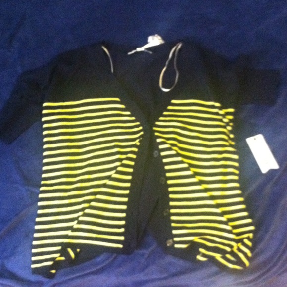 Navy blue and yellow striped cardigan