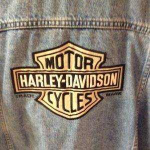 Harley Davidson jean jacket with logo patch