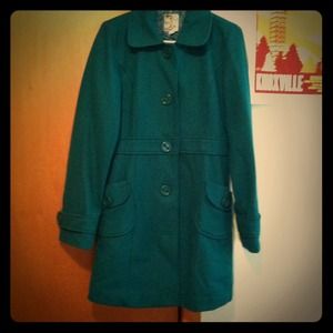 Teal knee-length coat