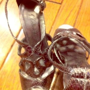 Silver sparkly high heels excellent condition.