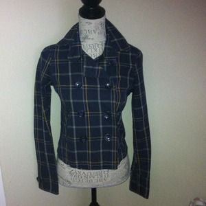 Navy/yellow stripes blazer & colorful dressy top