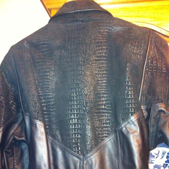 Python-Embossed Leather Coat, full length - Picture 4 of 4