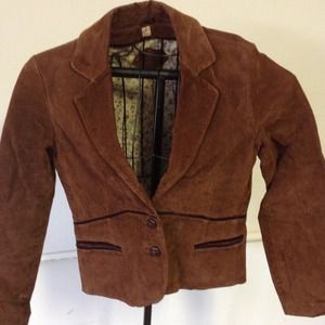 Genuine leather cognac jacket