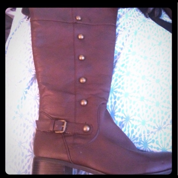 Ladies brown boots wide calf  sz 10
