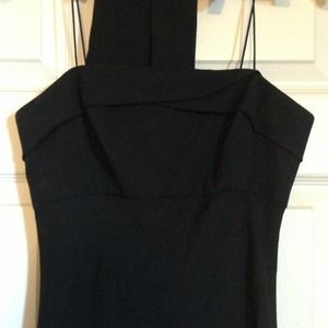 Floor length black bridesmaid dress
