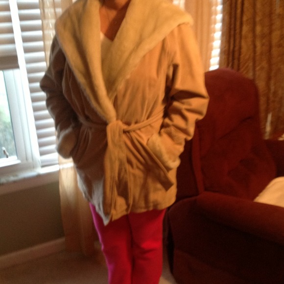 Suede and fur coat