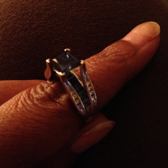 Lab sapphire sterling silver ring