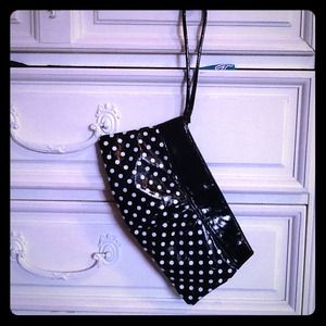 REDUCED PRICE!!! Black and white polka dot clutch.