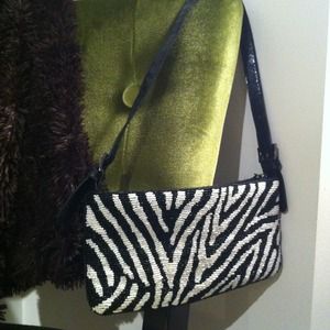 Zebra print beaded handbag