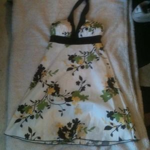 Yellow, green,& brown parter dress