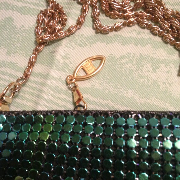 Vintage Mesh Evening Bag Blue Teal Green - Picture 3 of 3