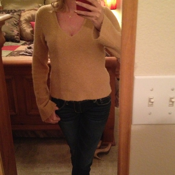 Express Beige/Mustard Stretch Sweater - Picture 4 of 4