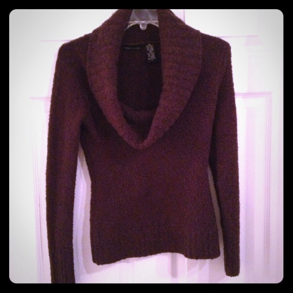 VS Dark Brown Boucle Cowl Neck Stretch Sweater