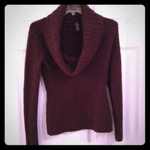 VS Dark Brown Boucle Cowl Neck Stretch Sweater