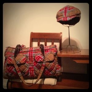 Vera Bradley Plaid Hat & Overnight Bag