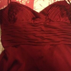 Spaghetti strap red gown