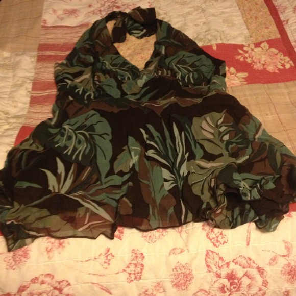 Camo silk halter top