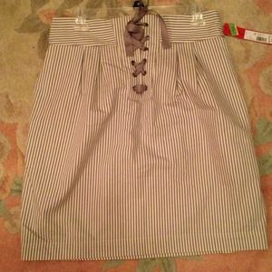 Grey and white stripes French connection skirt