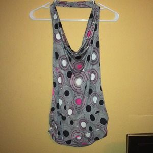 Pink, white and black sleeveless over neck top