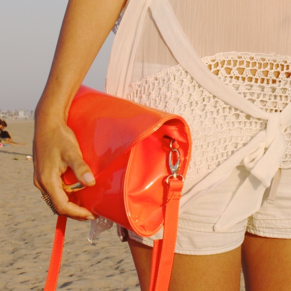 Pattern leather orange cross-body envelope 🍊 - Picture 4 of 4