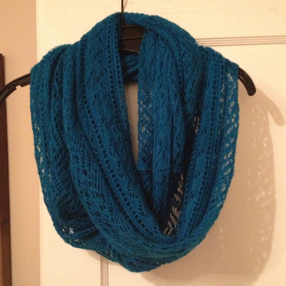 reserved 2 infinity scarves deep aqua and peach!