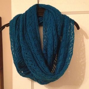 reserved 2 infinity scarves deep aqua and peach!