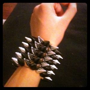 Black & silver spike bracelet