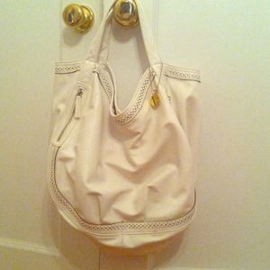 Big Buddha white leather purse.
