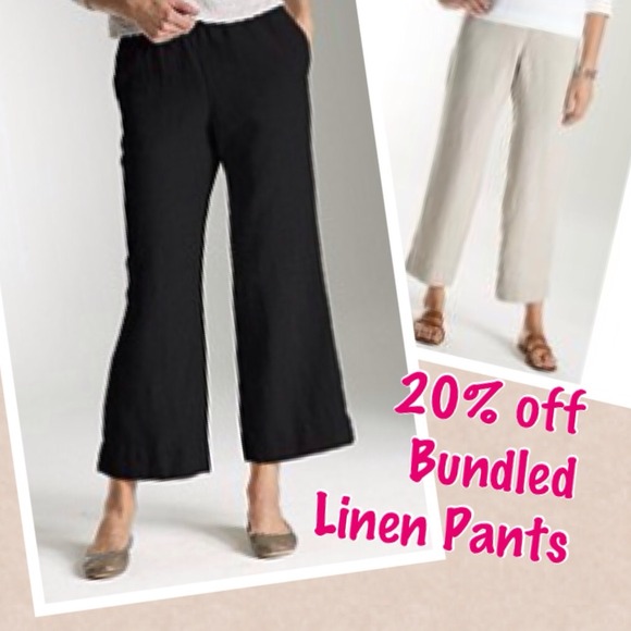 Linen Cropped Pants Bundle - Flax & Black