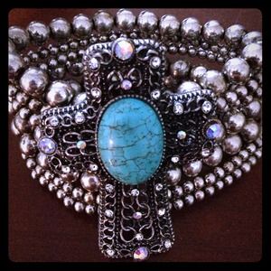 Silver & turquoise stretch bracelet