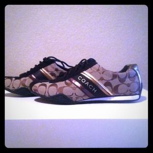Coach tennis shoes brown and black!