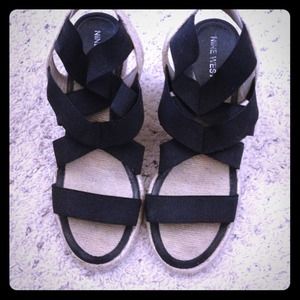 nine west wedge shoes with garter strap