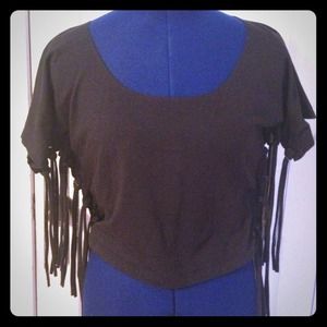 Black Crop Top with fringe