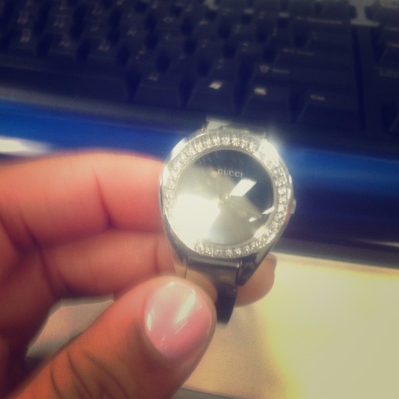 Stainless steel diamond gucci watch
