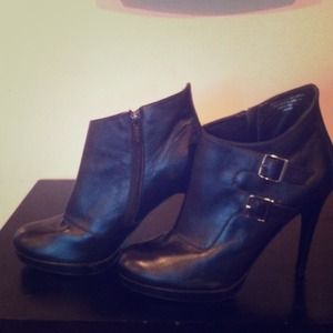 *RESERVED* Genuine leather high heel ankle boots.