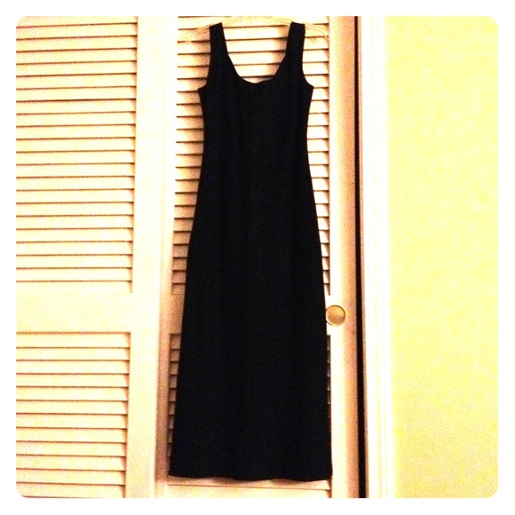 Black bias-cut linen dress