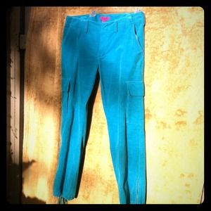 Sale! Betsey Johnson turquoise corduroy cargos
