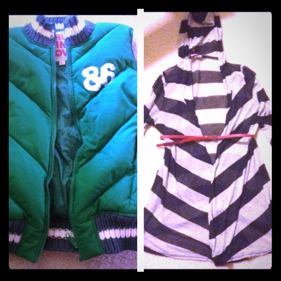 Victoria secret vest & navy/grey cardigan!
