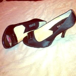Michael Kors black peep toe pumps reduced
