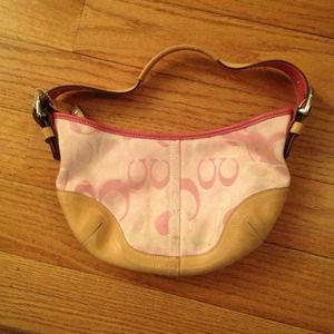 Pink Signature Print Coach Bag