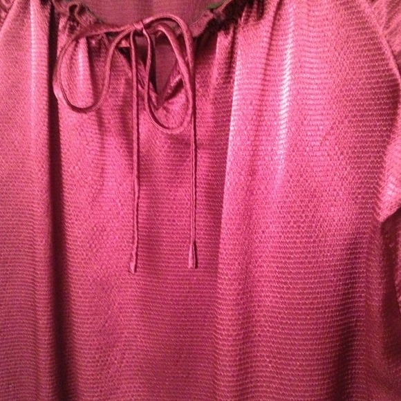 🚫SOLD🚫Jewel Toned Purple Tie Neck 3/4 Sleeve Top - Picture 3 of 3