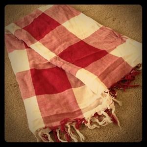 White/Red Plaid Square Scarf