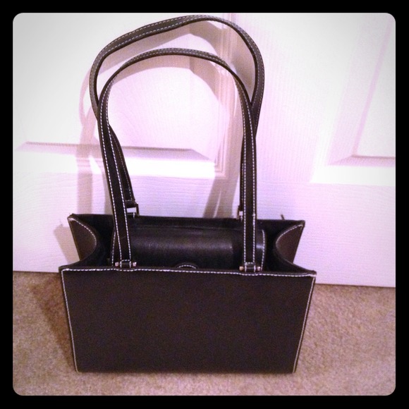 Black Handbag with White Stitching - Picture 1 of 4